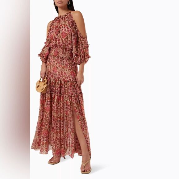 MISA Laila Maxi Cutout Dress in Hibiscus Flora Size XS - Picture 2 of 11